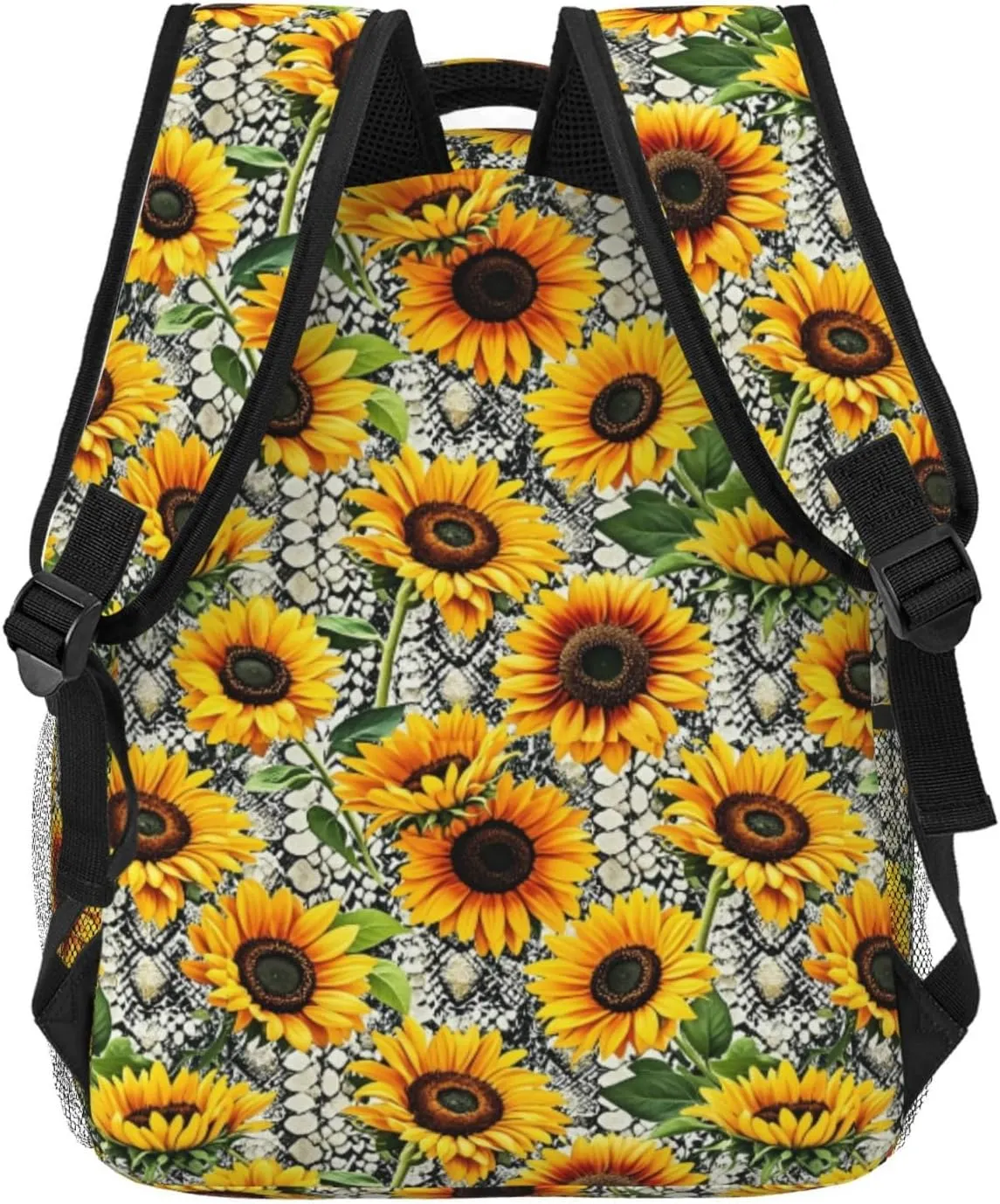 Snake Sunflower Backpack Adjustable Shoulder Bag 15 Inch Laptop Backpacks for Travel Hiking Outdoor
