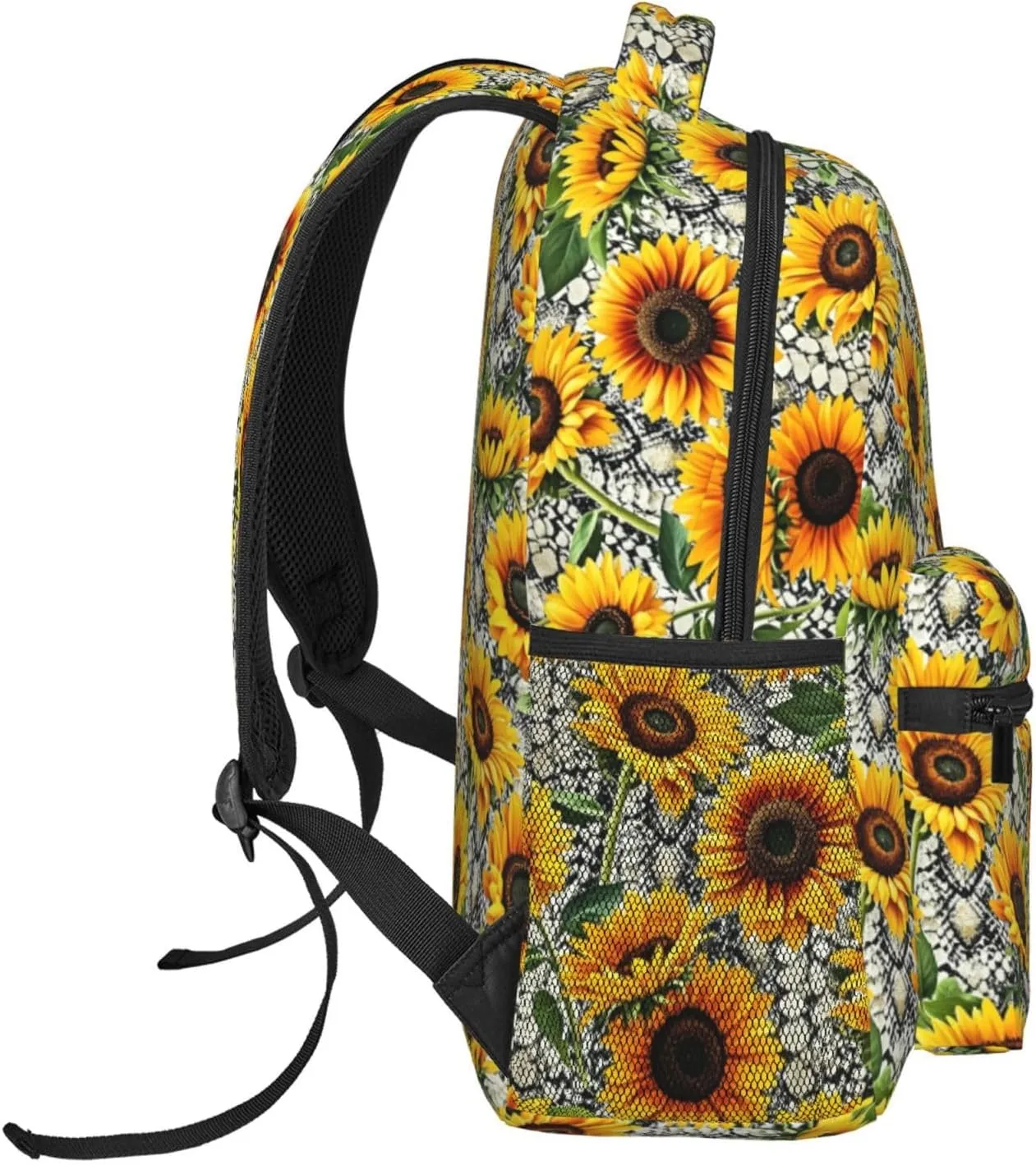 Snake Sunflower Backpack Adjustable Shoulder Bag 15 Inch Laptop Backpacks for Travel Hiking Outdoor