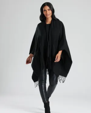 South Beach Womens Knitted Fringe Poncho