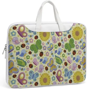 Spring Ladybugs Bees Birds Leather Bag Laptop Case Slim Water Resistant Computer Bags with Handle Briefcase for Work