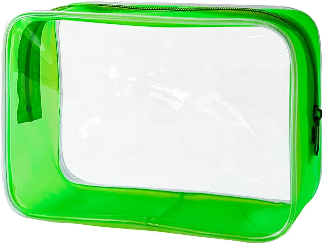 Stadium Approved Green Frame Clear Toiletry Bag TSA Approved Clear Organizer Bags Portable Travel Makeup Bags with Zipper for Women (Green)