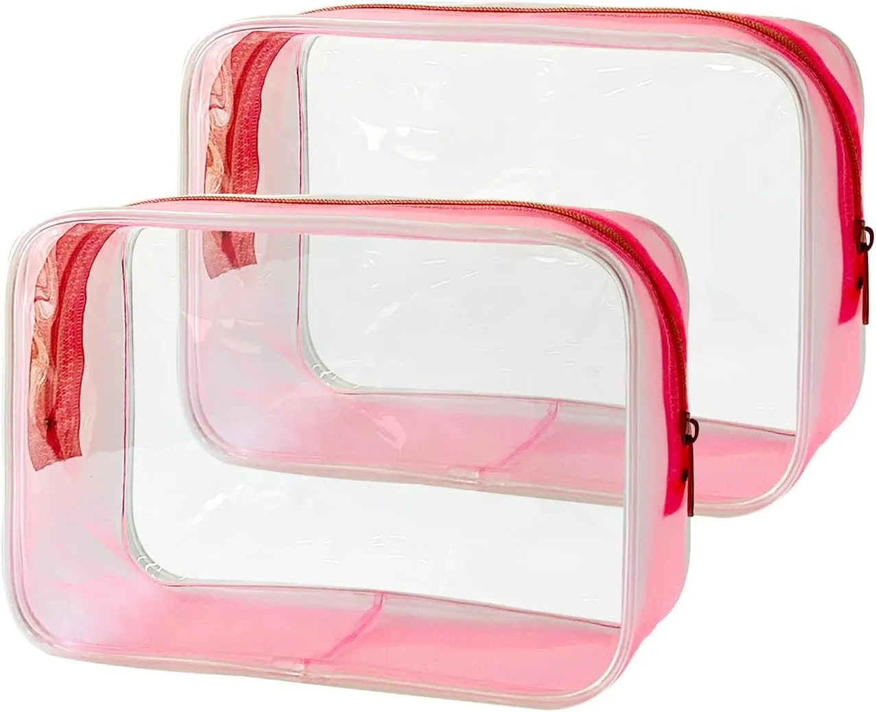 Stadium Approved Pink Frame Clear Toiletry Bag TSA Approved Clear Organizer Bags Portable Travel Makeup Bags with Zipper for Women Frame (Pink)