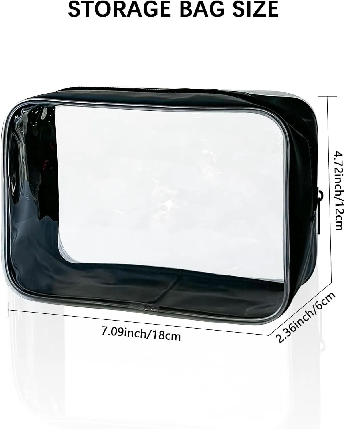 Stadium Approved White Frame Clear Toiletry Bag TSA Approved Clear Organizer Bags Portable Travel Makeup Bags with Zipper for Women (White)