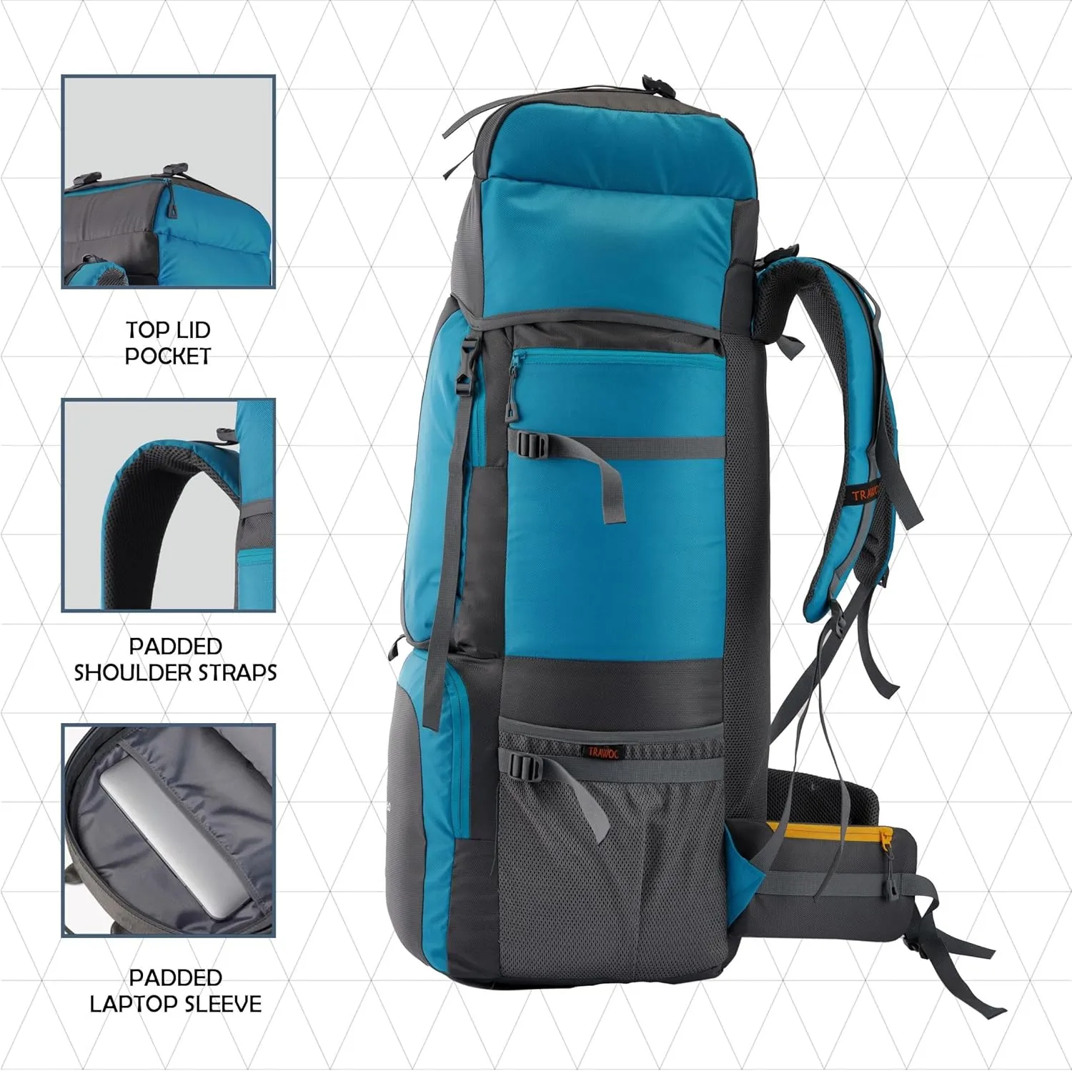 STONEX 60 Ltr Travel Backpack Trekking Rucksack bag for Men & Women Travel Camping Hiking Backpack, Sky Blue