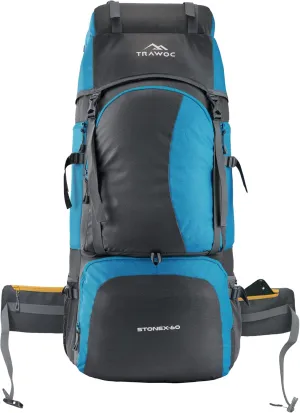 STONEX 60 Ltr Travel Backpack Trekking Rucksack bag for Men & Women Travel Camping Hiking Backpack, Sky Blue
