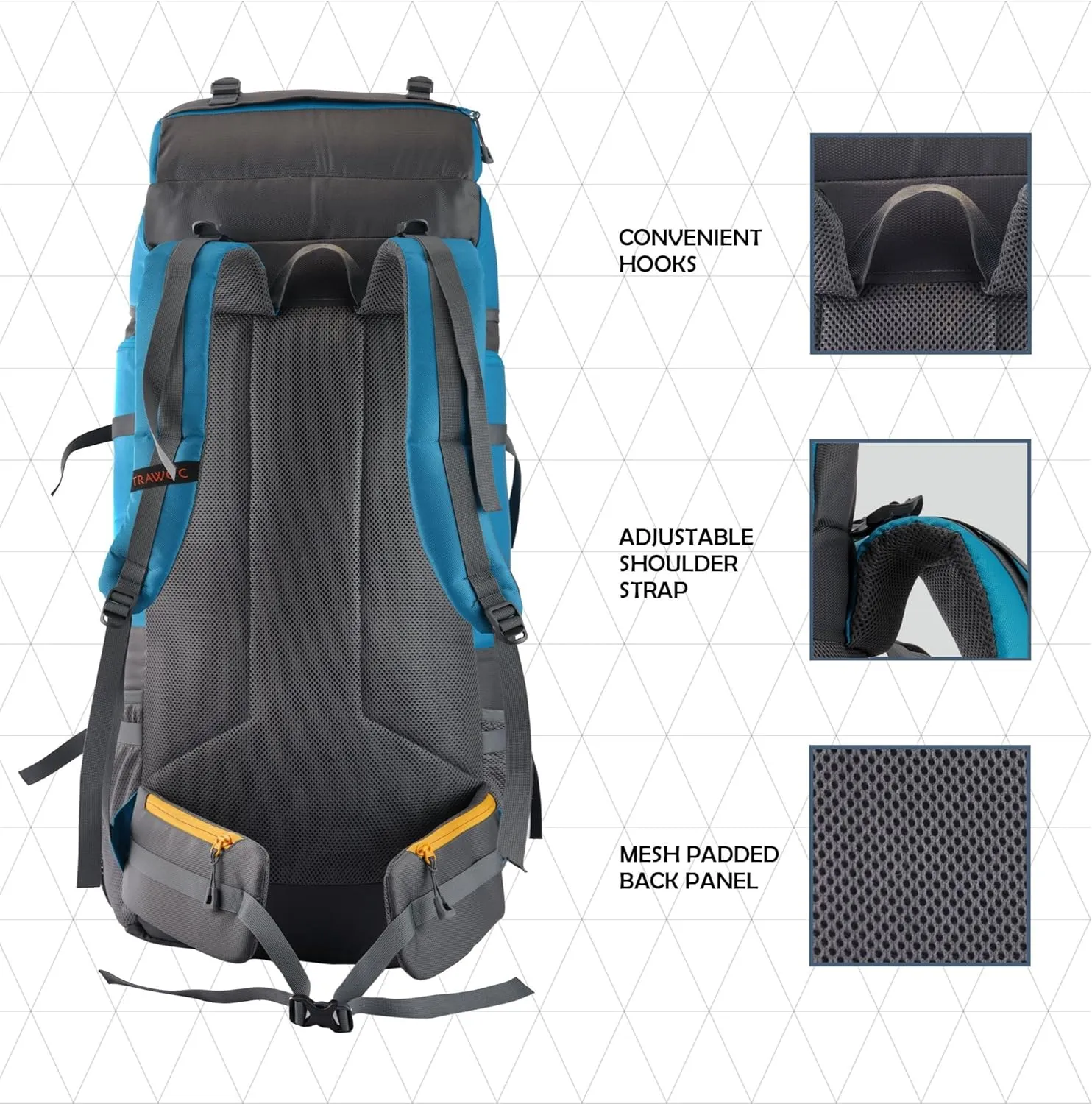 STONEX 60 Ltr Travel Backpack Trekking Rucksack bag for Men & Women Travel Camping Hiking Backpack, Sky Blue