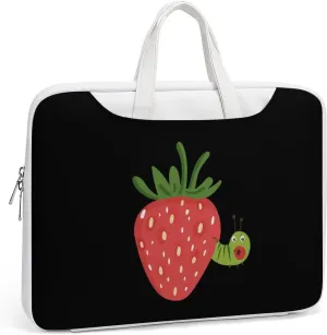 Strawberry Caterpillar Leather Bag Laptop Case Slim Water Resistant Computer Bags with Handle Briefcase for Work