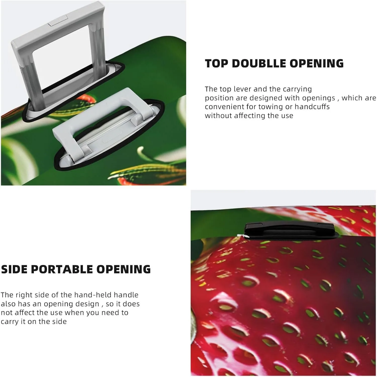 Strawberry Print Washable Suitcase Cover Protective Luggage Cover Anti Scratch Travel Gear Protector