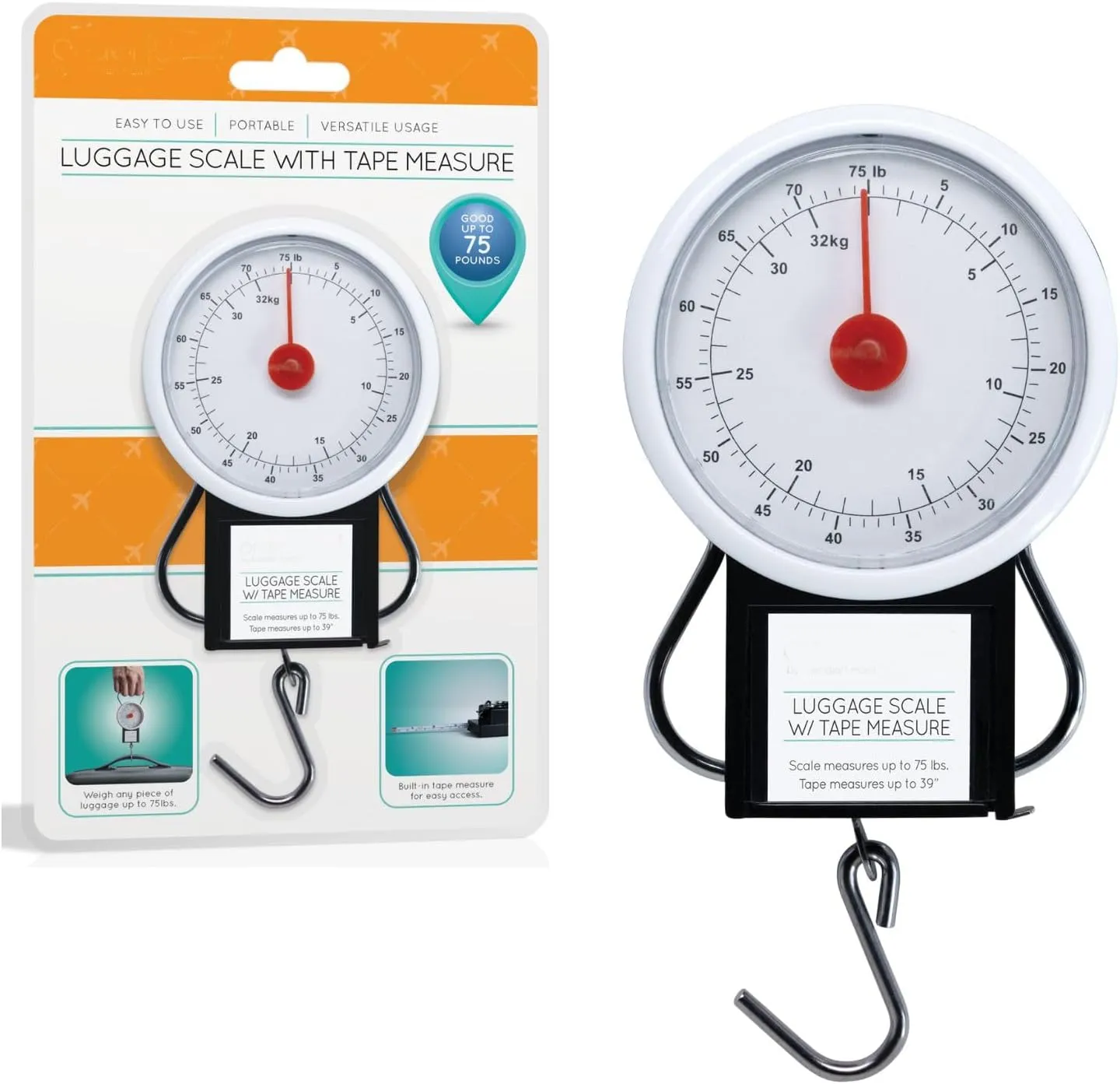 Suitcase Scale for Travel with Built-in Tape Measure. Bag Scale Travel Essential, Weight Scale for Luggage Bag, Hanging Scale, Luggage Scales for Suitcases, Portable Handheld Scale for Luggage Travel