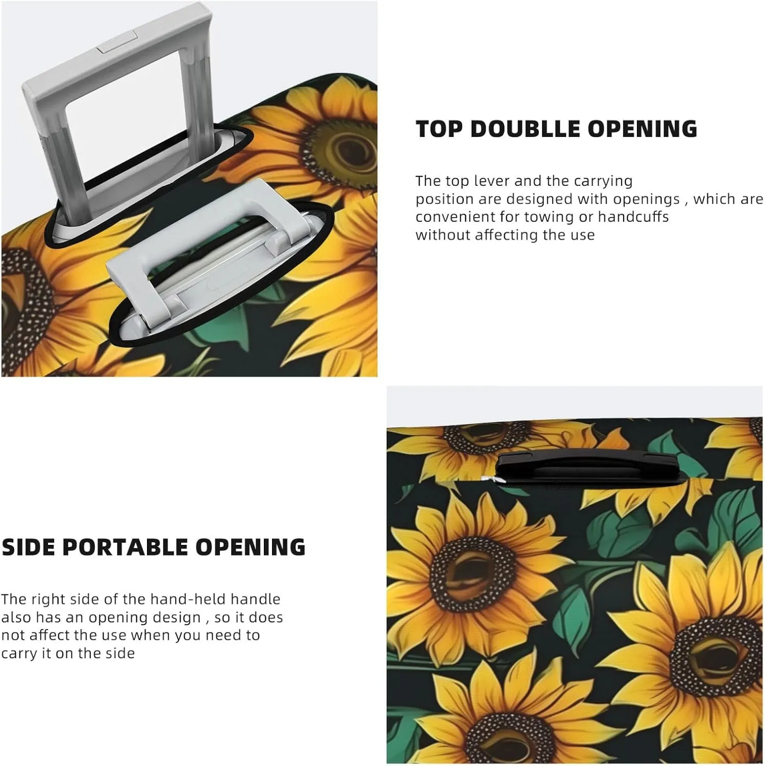 Sunflower Print Washable Suitcase Cover Protective Luggage Cover Anti Scratch Travel Gear Protector