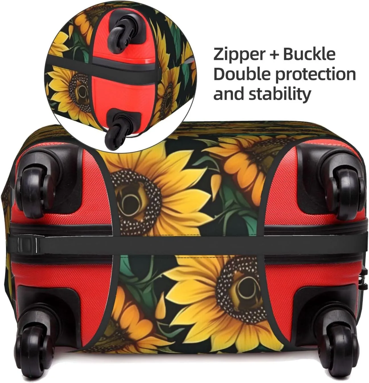 Sunflower Print Washable Suitcase Cover Protective Luggage Cover Anti Scratch Travel Gear Protector