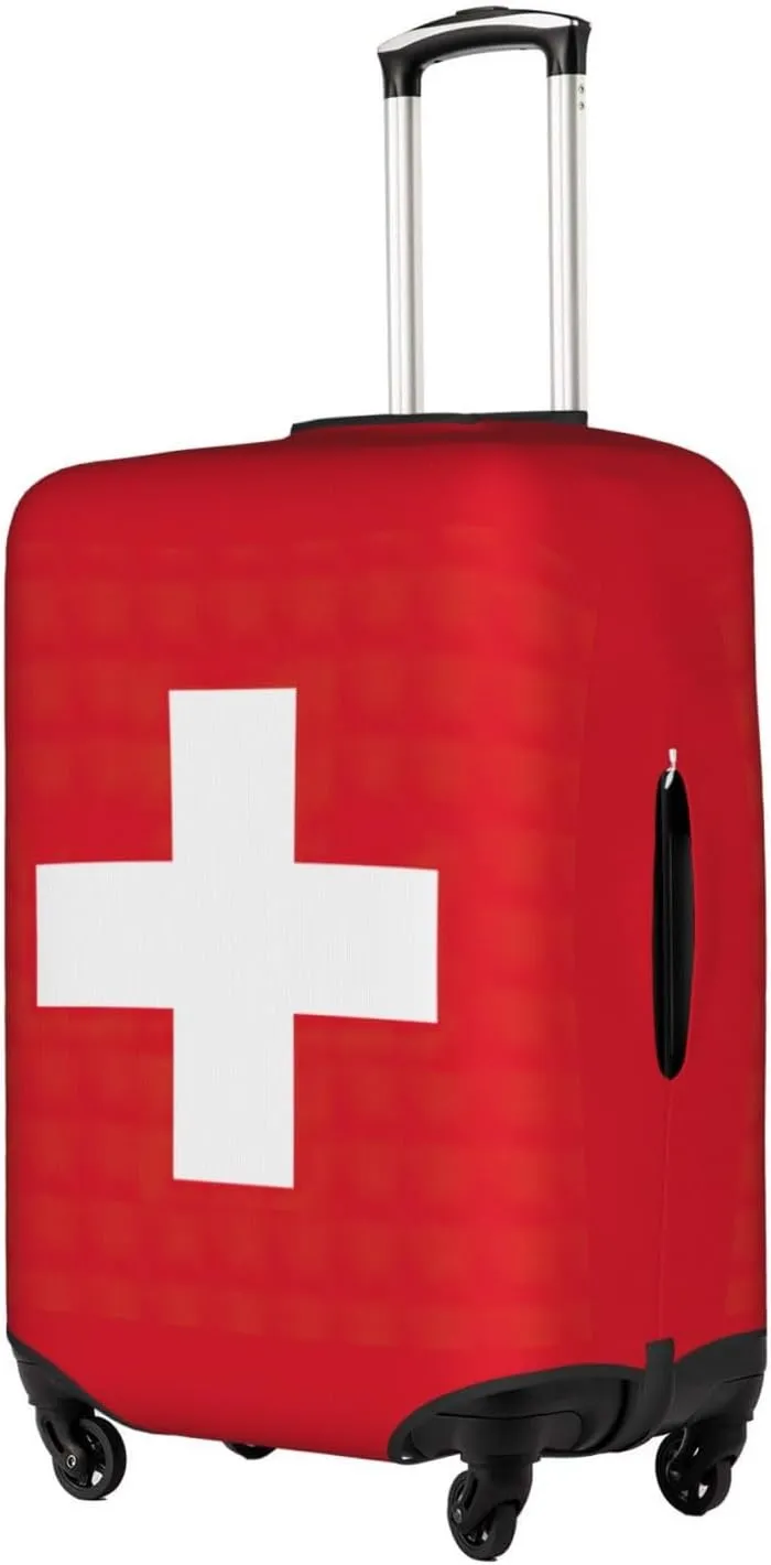 Swiss Flag Print Washable Suitcase Cover Protective Luggage Cover Anti Scratch Travel Gear Protector
