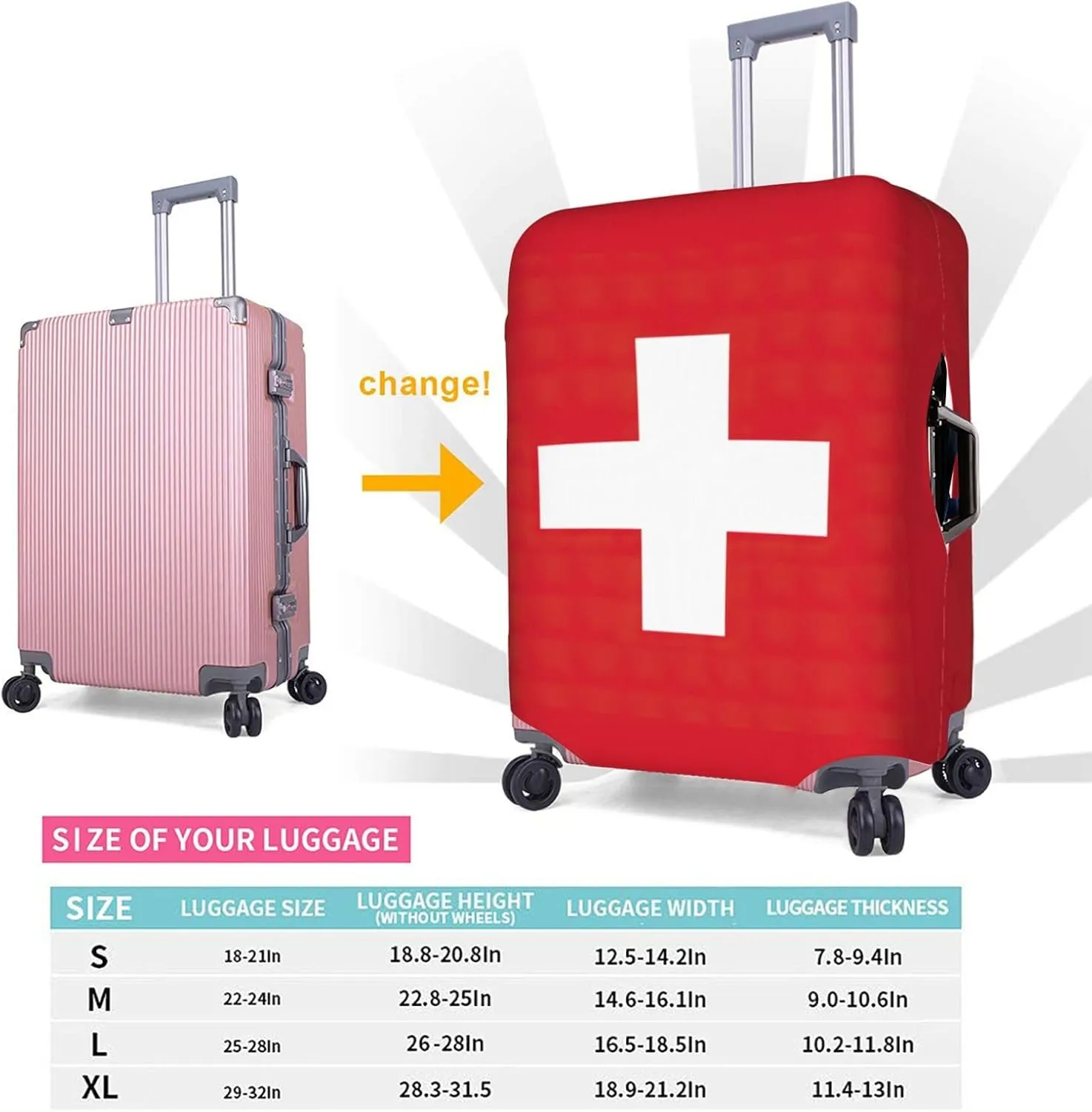 Swiss Flag Print Washable Suitcase Cover Protective Luggage Cover Anti Scratch Travel Gear Protector
