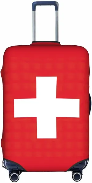 Swiss Flag Print Washable Suitcase Cover Protective Luggage Cover Anti Scratch Travel Gear Protector