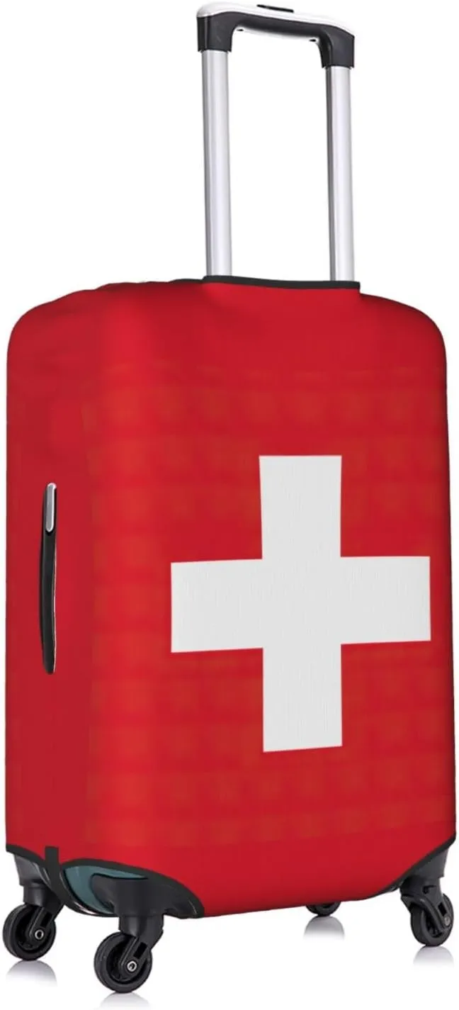 Swiss Flag Print Washable Suitcase Cover Protective Luggage Cover Anti Scratch Travel Gear Protector
