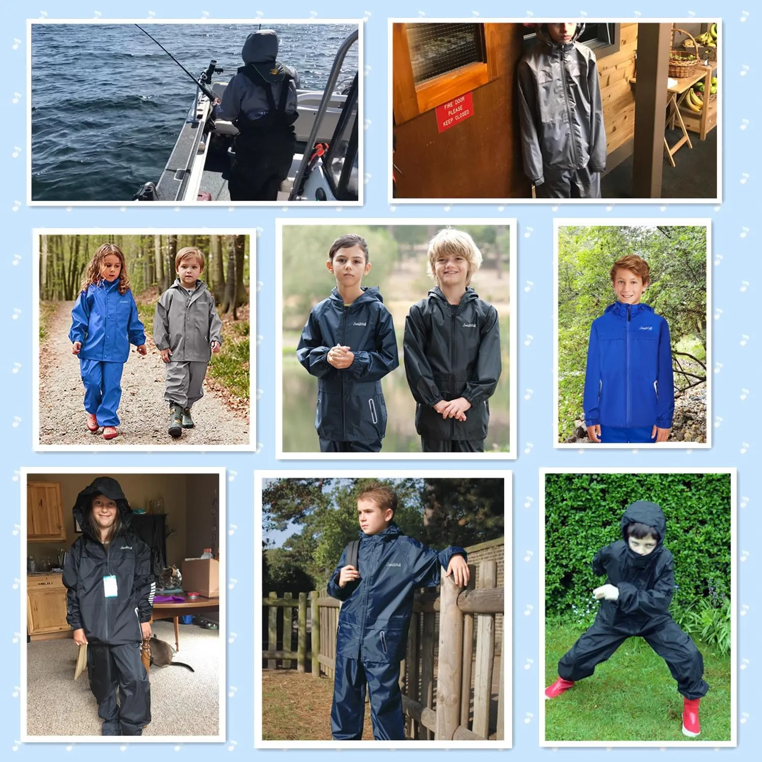 SWISSWELL Kids Rain Gear Boys Girls Youth Waterproof Rain Suit Breathable Reflective Raincoat and Pants