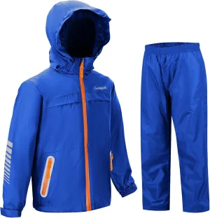 SWISSWELL Kids Rain Gear Boys Girls Youth Waterproof Rain Suit Breathable Reflective Raincoat and Pants