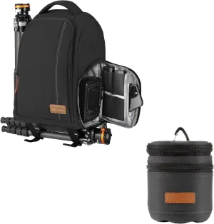 TARION Camera Bag Backpack   Camera Lens Case: 16inch Laptop Sleeve & Quick Side Access & Large Capacity Photography Backpack Case   Camera Lens Pouch Padded Camera Lens Carry Bag 3.5x3.5 inches