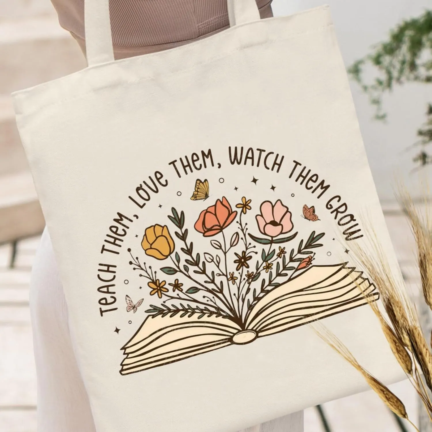 Teacher Appreciation Gifts Canvas Tote Bags Aesthetic for Women Cloth Cotton Bags Travel Bag Reusable Grocery Shopping Bag