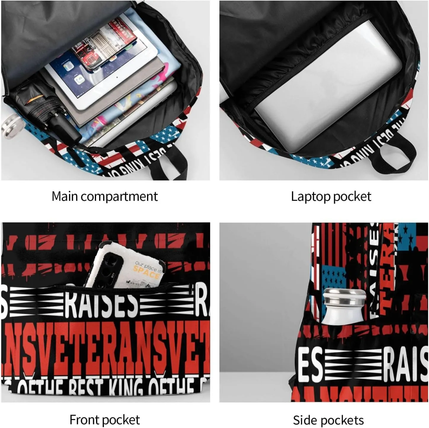 The Best Kind Of Dad Raises Veterans Father's Day Backpack Double Shoulder Bag 15 Inch Laptop Bagpacks for Hiking Work Camping Travel