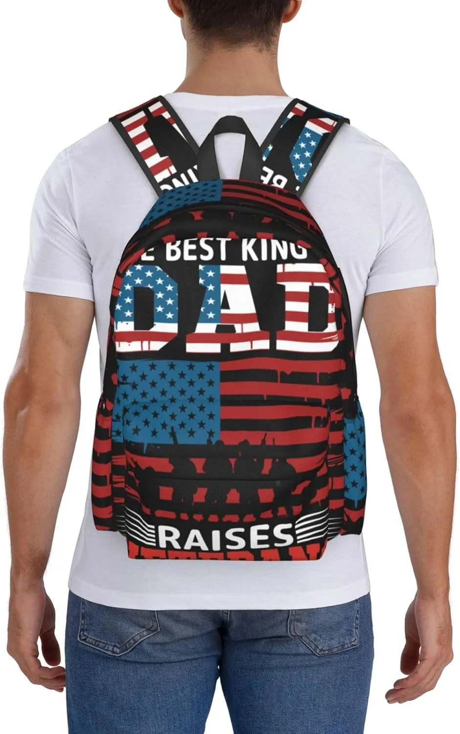 The Best Kind Of Dad Raises Veterans Father's Day Backpack Double Shoulder Bag 15 Inch Laptop Bagpacks for Hiking Work Camping Travel
