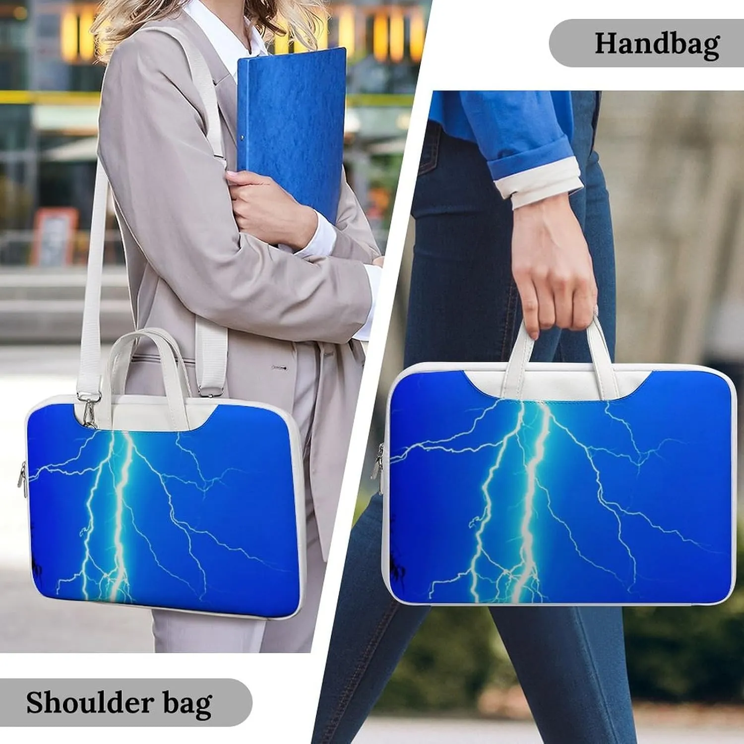 Thunderbolt Leather Bag Laptop Case Slim Water Resistant Computer Bags with Handle Briefcase for Work