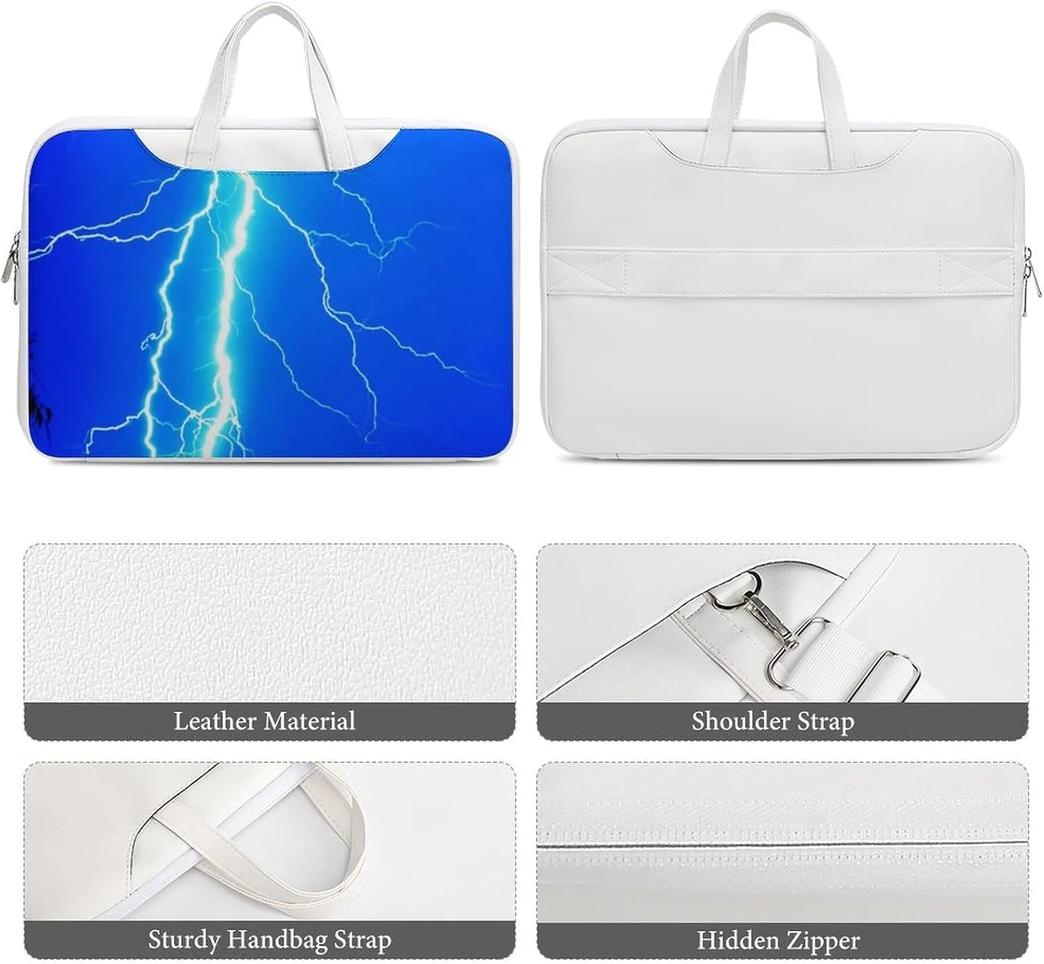 Thunderbolt Leather Bag Laptop Case Slim Water Resistant Computer Bags with Handle Briefcase for Work