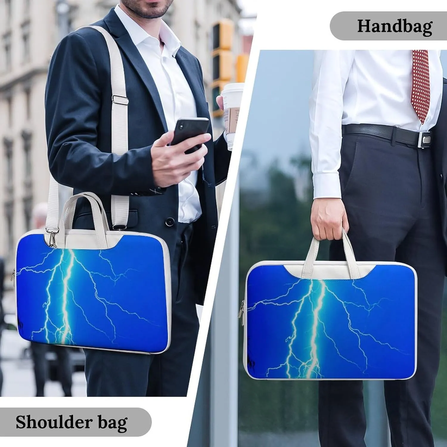 Thunderbolt Leather Bag Laptop Case Slim Water Resistant Computer Bags with Handle Briefcase for Work