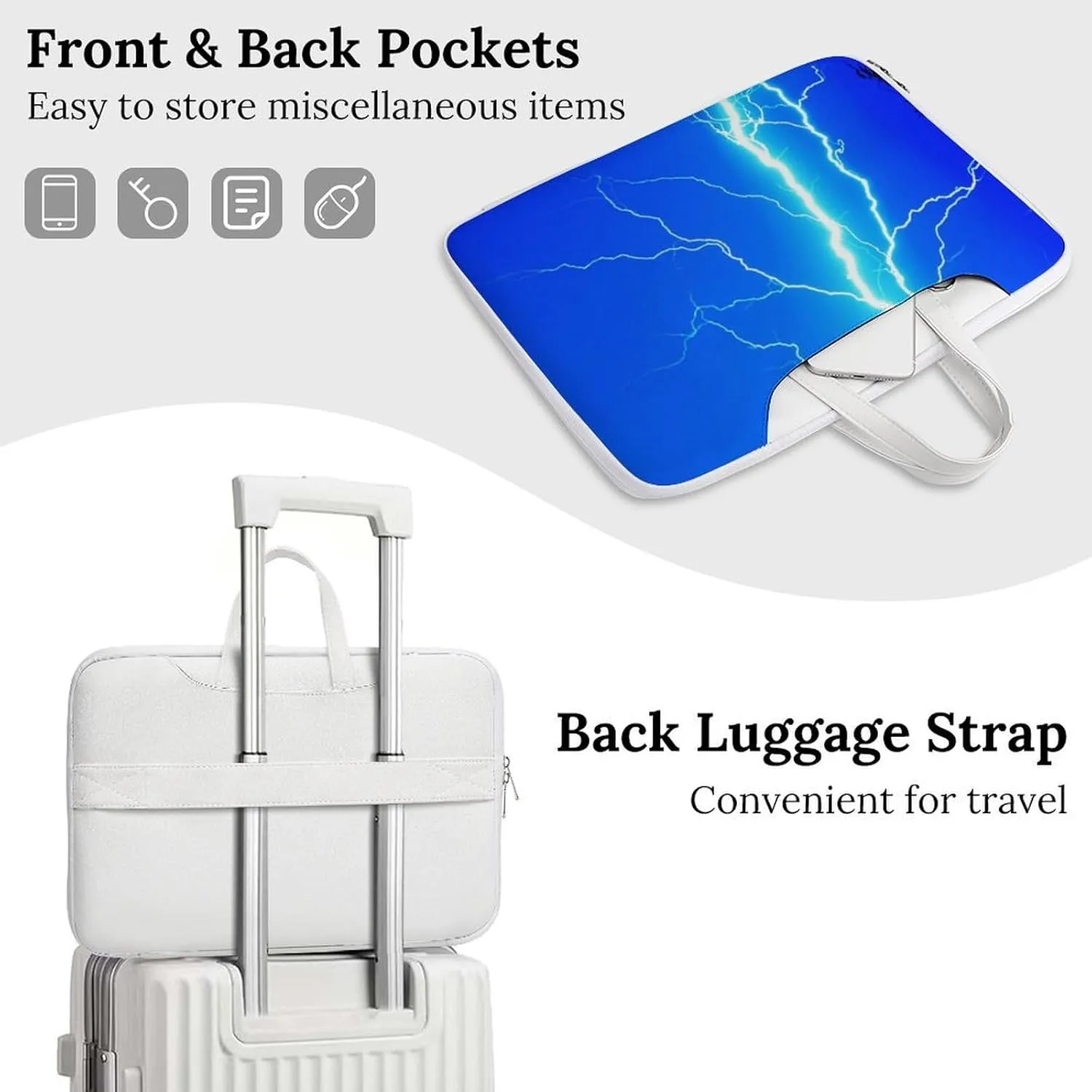 Thunderbolt Leather Bag Laptop Case Slim Water Resistant Computer Bags with Handle Briefcase for Work