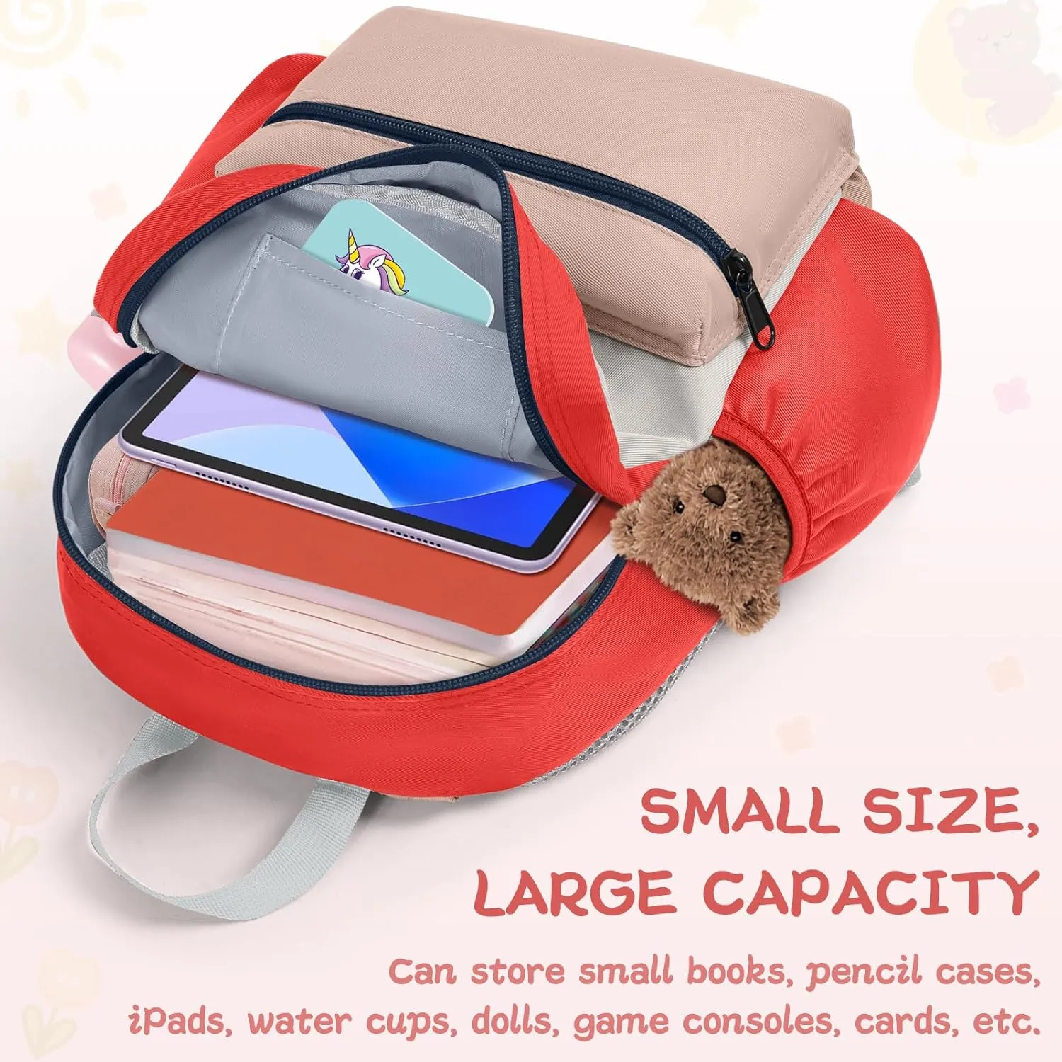 Toddler Backpack For Boys Girls 2-5, Preschool Kindergarten Backpack, Preschool Mini Backpacks For School & Travel, Beige