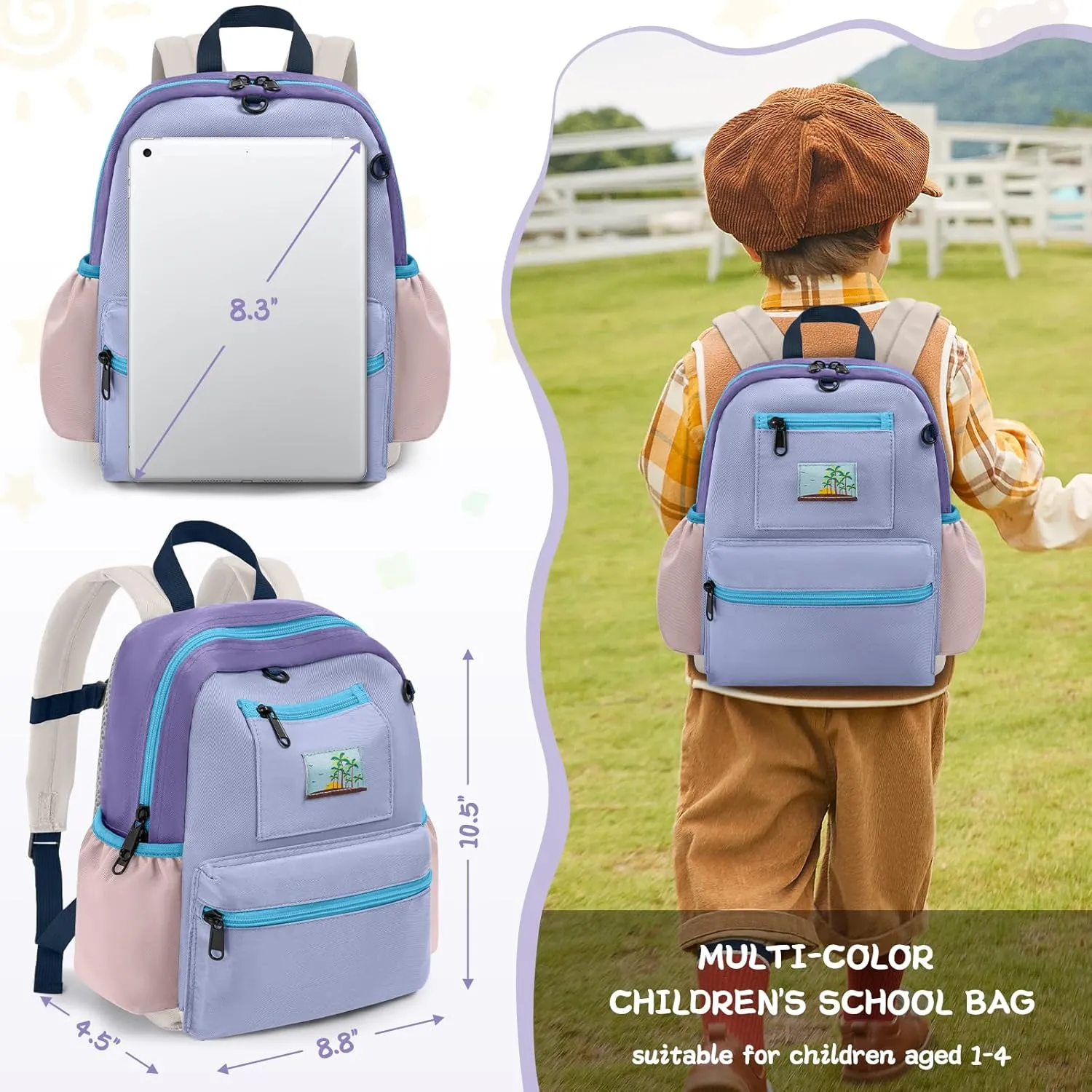 Toddler Backpack For Boys Girls 2-5, Preschool Kindergarten Backpack, Preschool Mini Backpacks For School & Travel, Purple