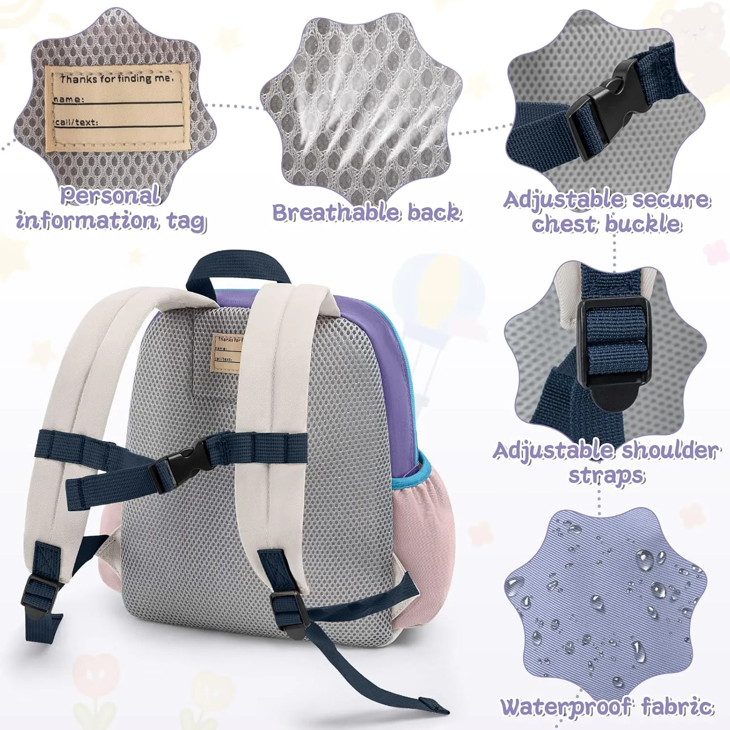 Toddler Backpack For Boys Girls 2-5, Preschool Kindergarten Backpack, Preschool Mini Backpacks For School & Travel, Purple