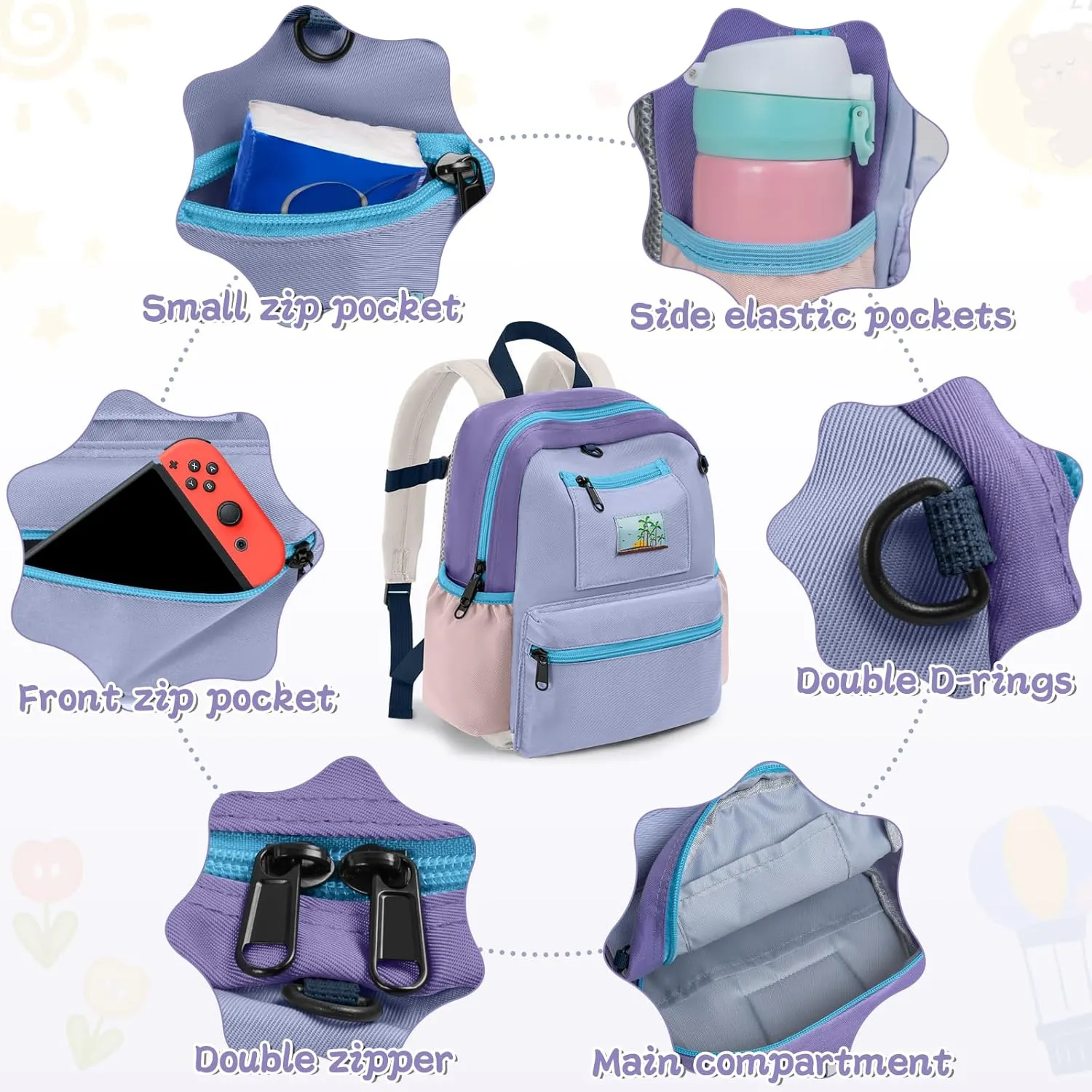 Toddler Backpack For Boys Girls 2-5, Preschool Kindergarten Backpack, Preschool Mini Backpacks For School & Travel, Purple