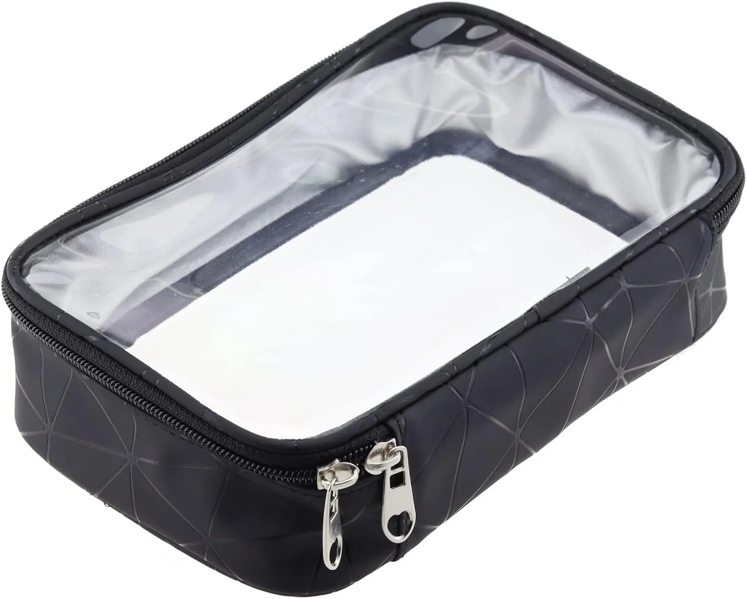 Toiletry Bag Clear Cosmetic Organizer Travel Portable Makeup Bag TSA Airport Carry-On Storage Pouch for Women Men (Black)