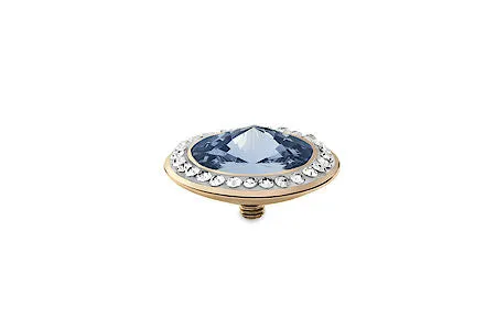 Tondo Deluxe 16 mm Light Sapphire Crystal Rim Gold
