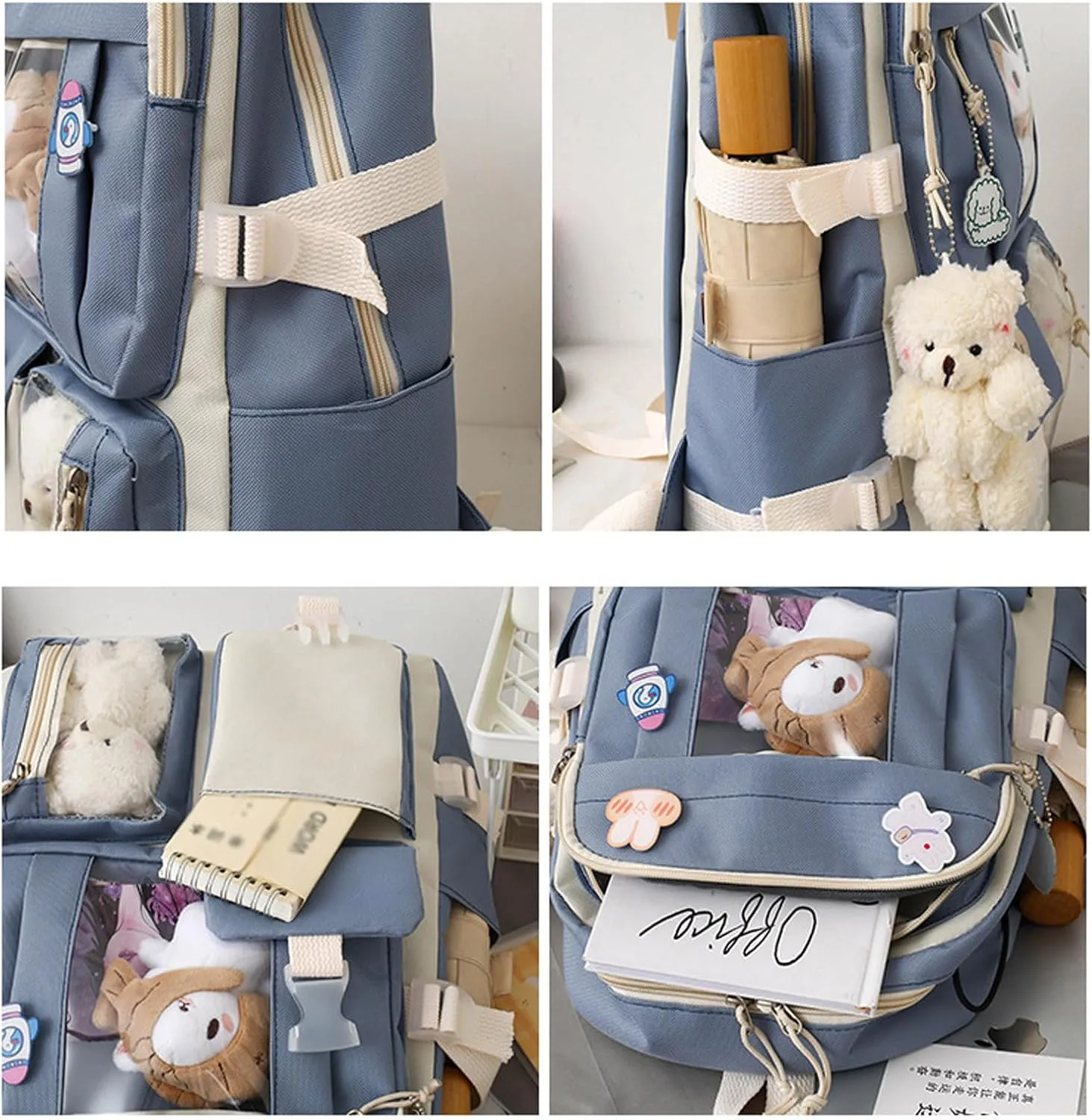 Tote Bag For Women 5Pc Starts Season Women Girl Student Bag Canvas Cartoon Backpack Hand Bag Crossbody Bag X