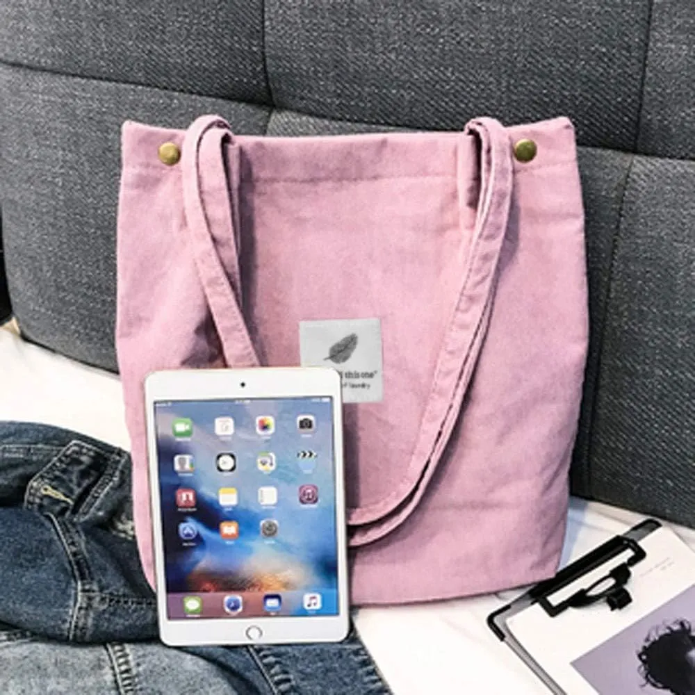 Tote Bag For Women Corduroy Shoulder Bags Travel Large Handbags Woman Satchel Hand Bag For Shopping Travel Essential T