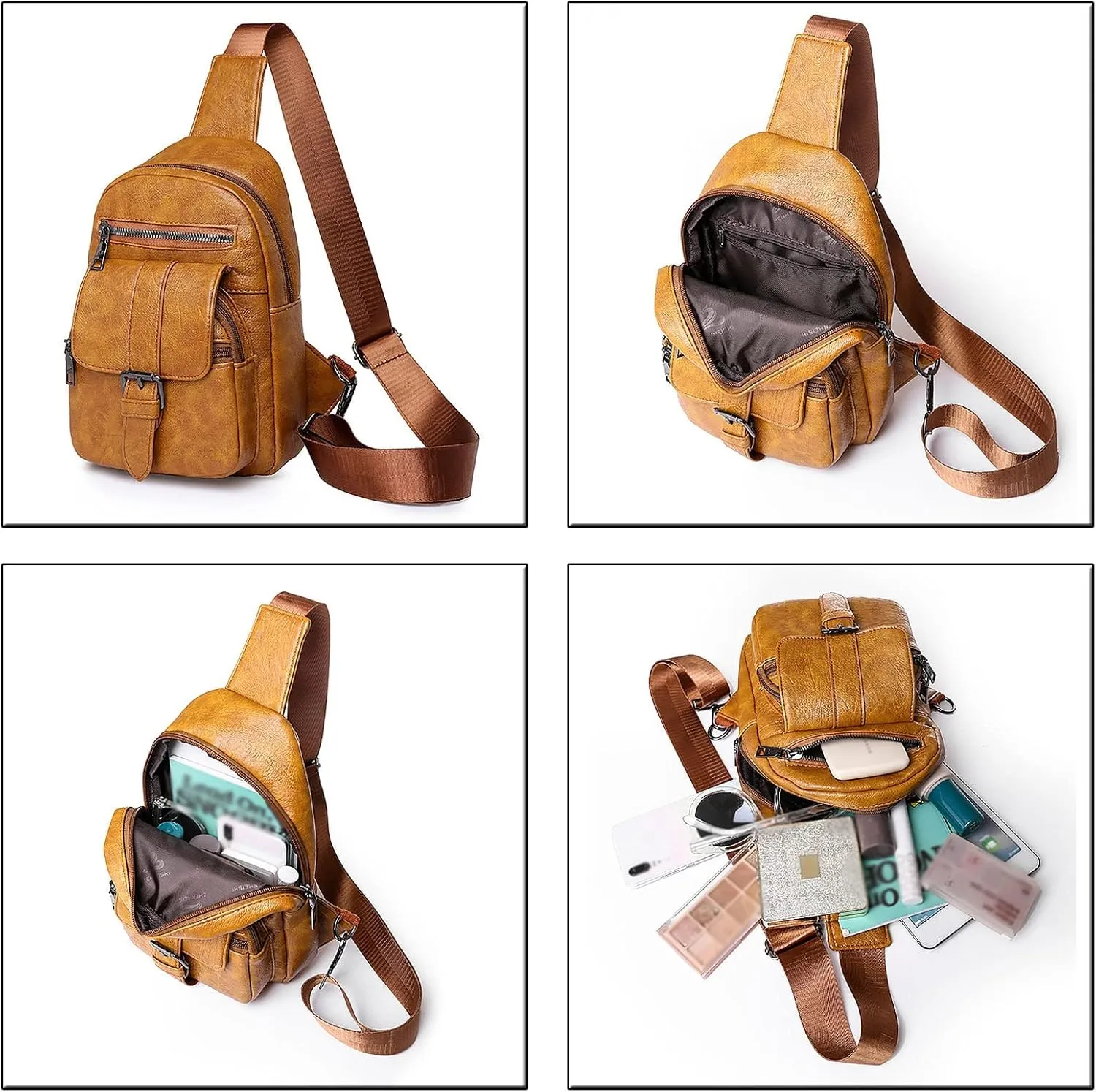 Tote Bag For Women Men Chest Bag Sling Bag Small Crossbody Pu Leather Satchel Day pack Fashion Shoulder Strap Bags H