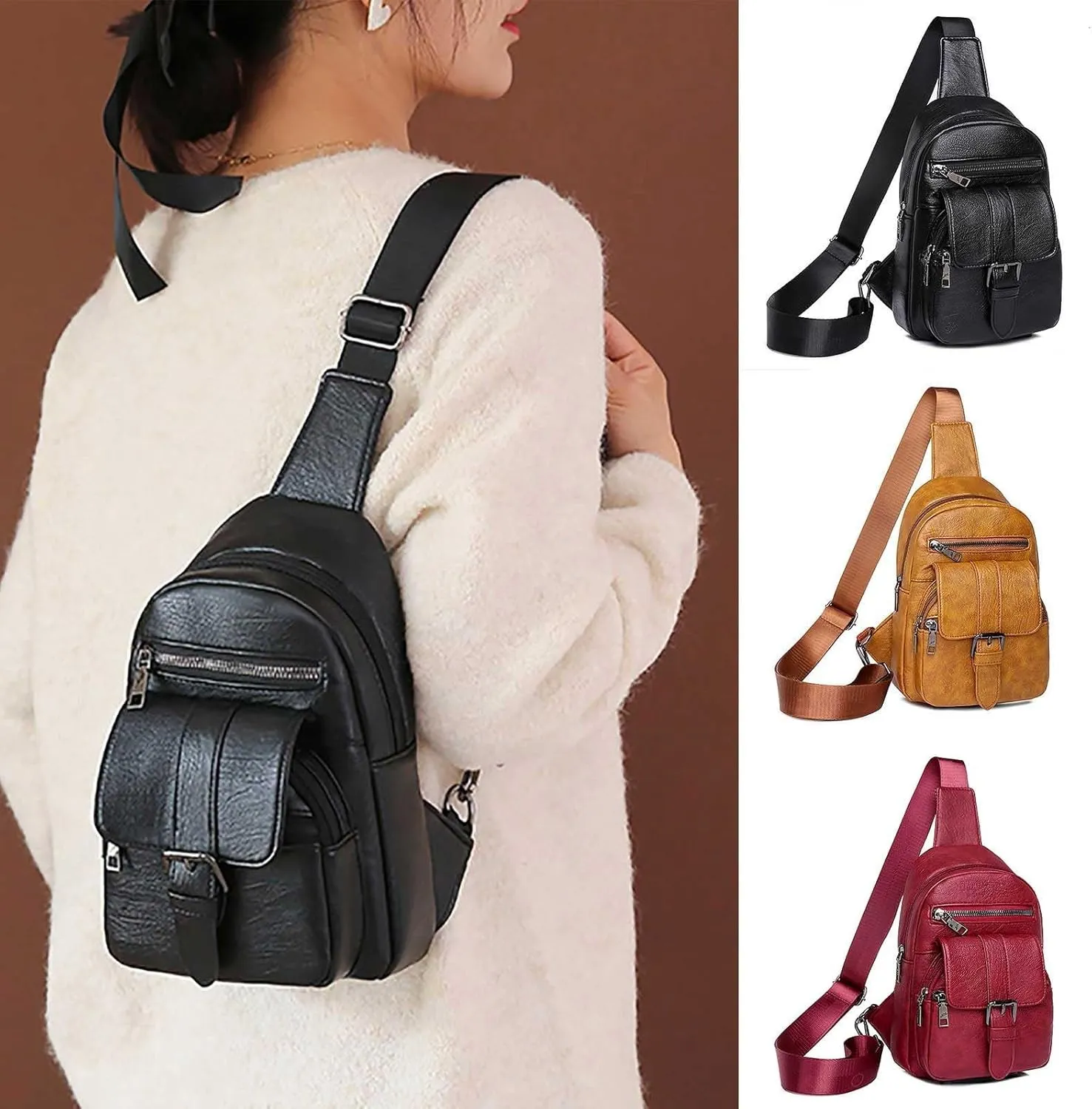 Tote Bag For Women Men Chest Bag Sling Bag Small Crossbody Pu Leather Satchel Day pack Fashion Shoulder Strap Bags H