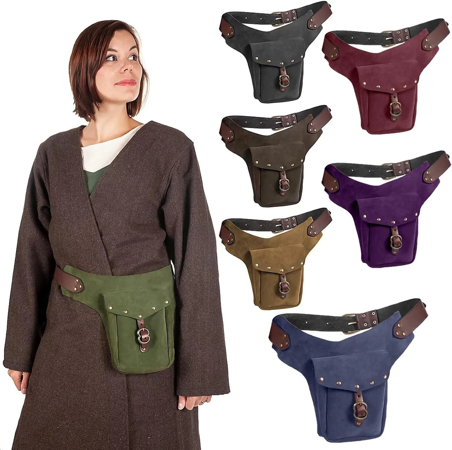 Tote Bag For Women Vintage Medieval Waist Pack Bag Leather Small Purse Leather Sporting Riding Hip Fanny Waist Cos Play L