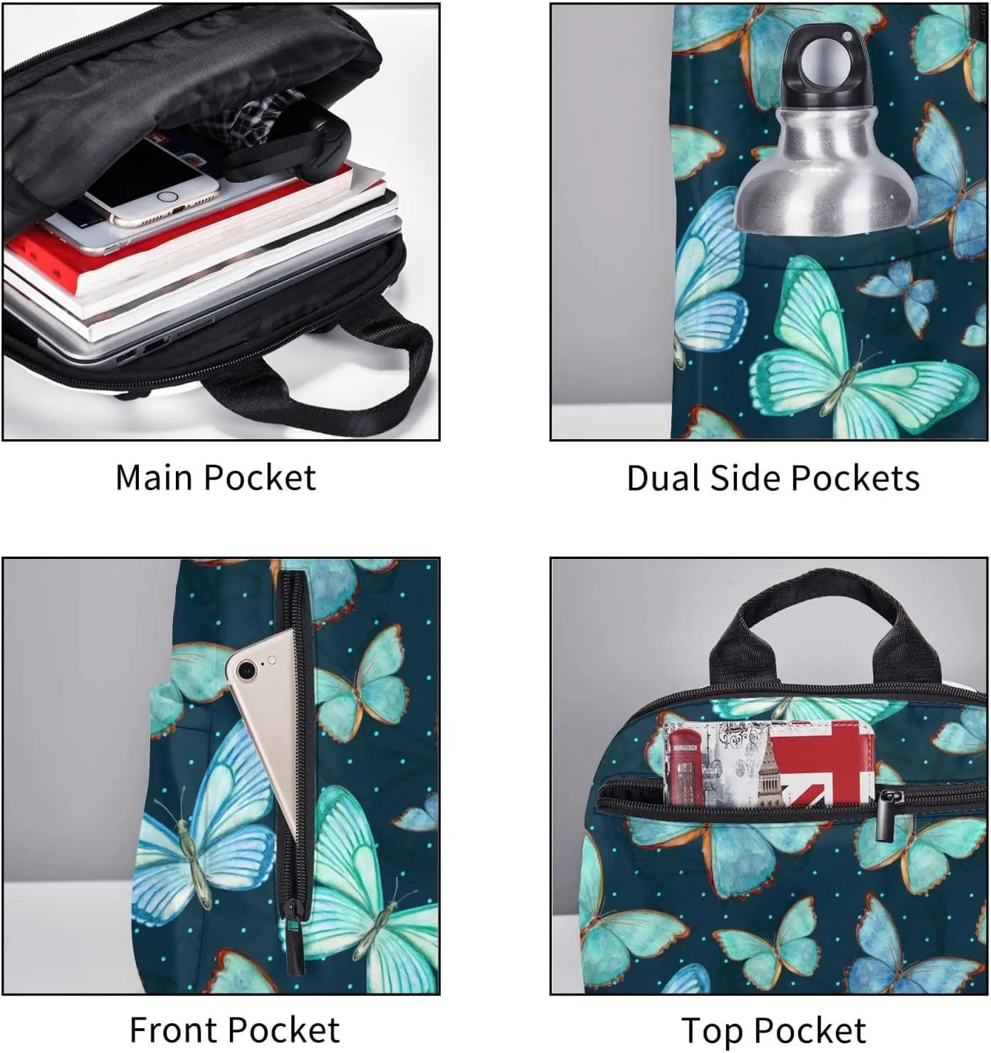 Travel Backpack for Women Men Butterfly Laptop Backpack Casual Daypack Backpacks