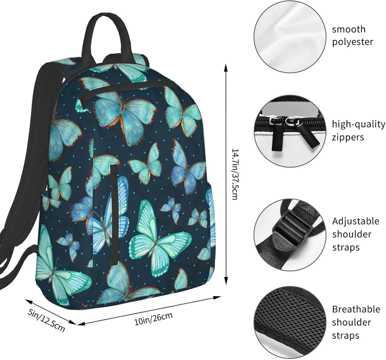Travel Backpack for Women Men Butterfly Laptop Backpack Casual Daypack Backpacks
