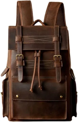 Travel Bags for Men, Mens Genuine Leather Laptop Backpacks Casual Daypack Briefcases, Brown (Color : Brown)