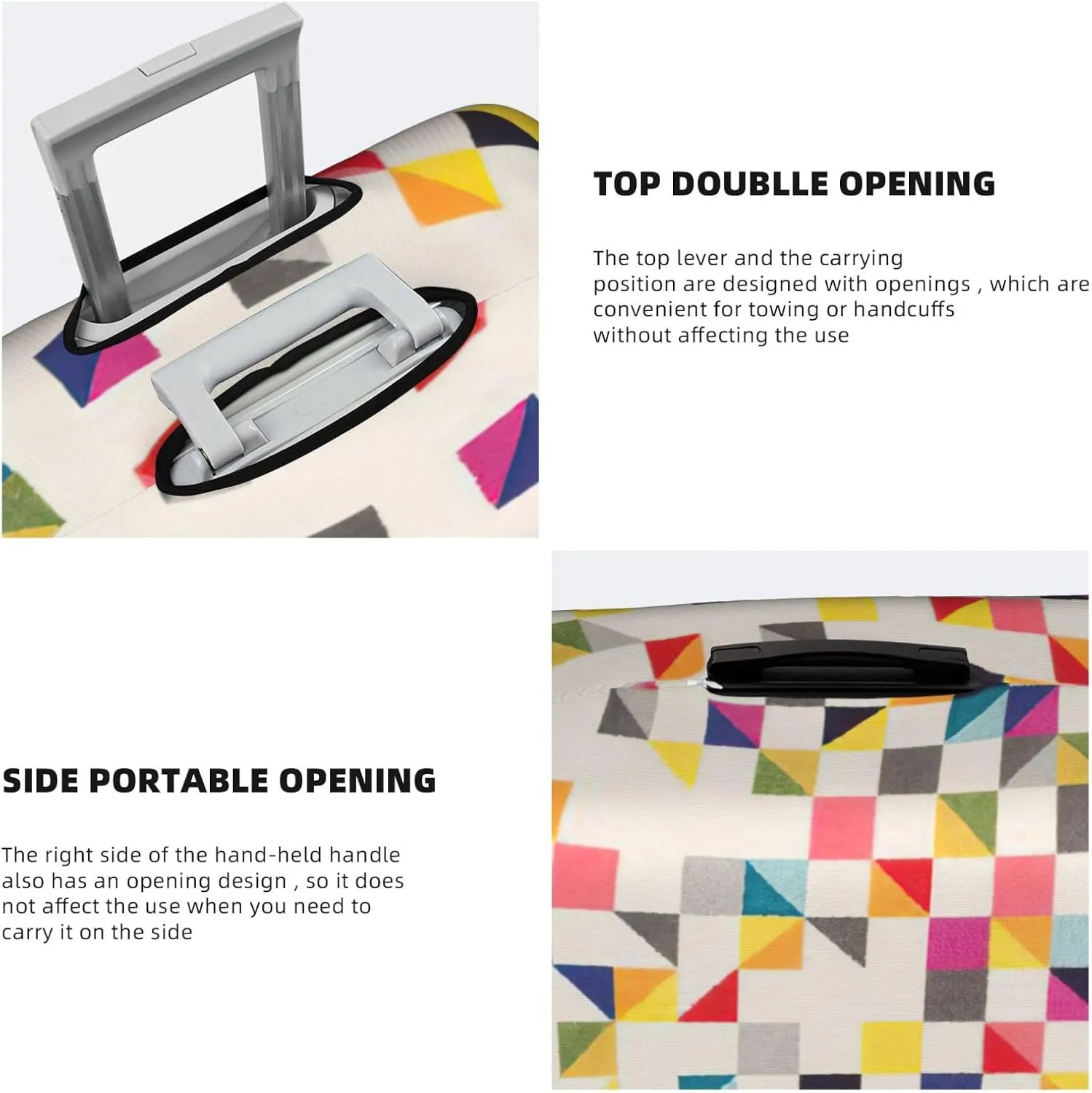 Triangle Geometric Print Washable Suitcase Cover Protective Luggage Cover Anti Scratch Travel Gear Protector