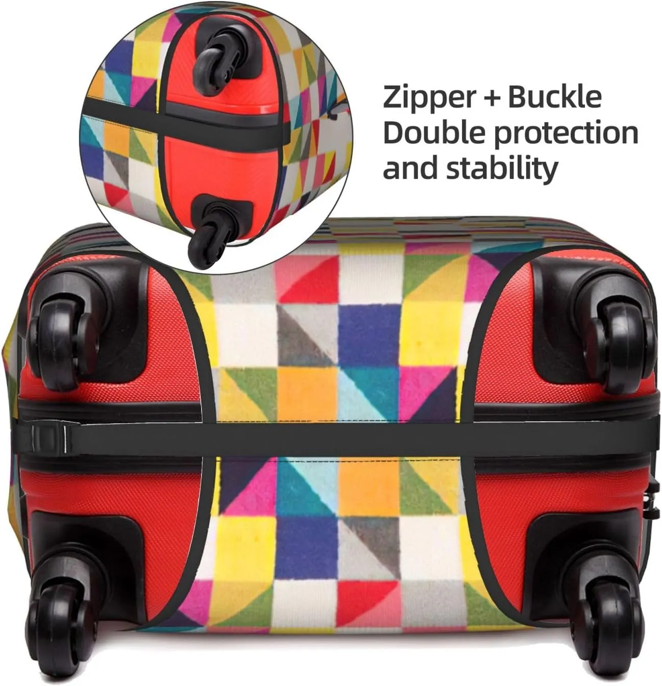 Triangle Geometric Print Washable Suitcase Cover Protective Luggage Cover Anti Scratch Travel Gear Protector