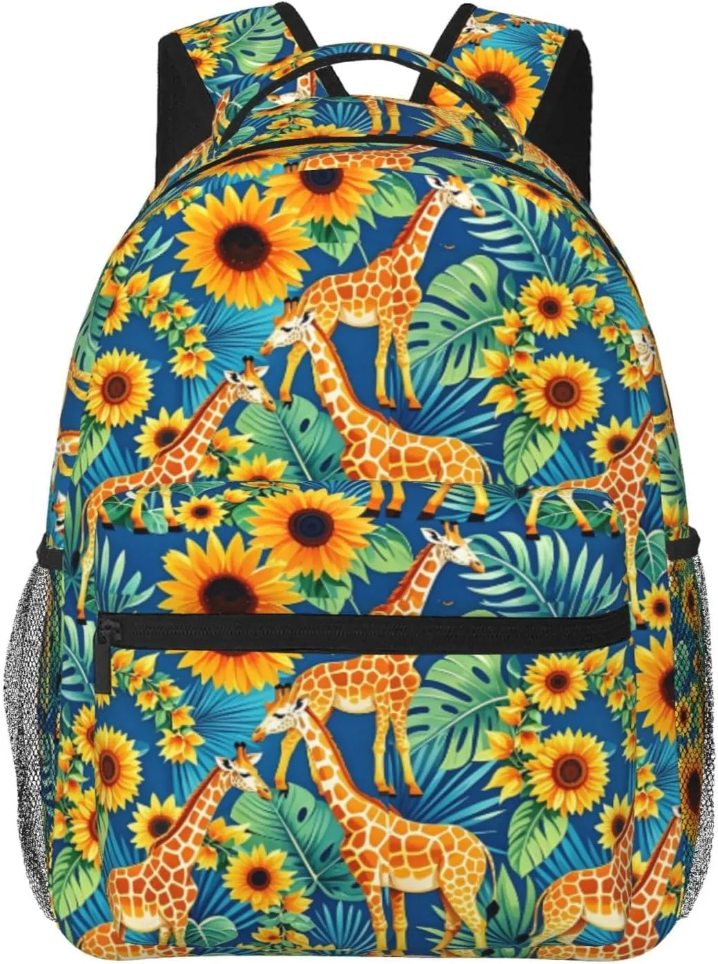 Tropical Palm Leaf Giraffe Sunflower Backpack Adjustable Shoulder Bag 15 Inch Laptop Backpacks for Travel Hiking Outdoor