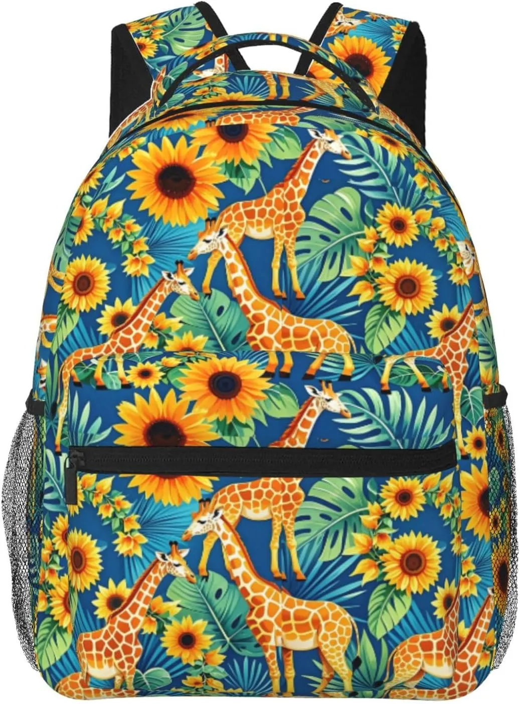 Tropical Palm Leaf Giraffe Sunflower Backpack Adjustable Shoulder Bag 15 Inch Laptop Backpacks for Travel Hiking Outdoor