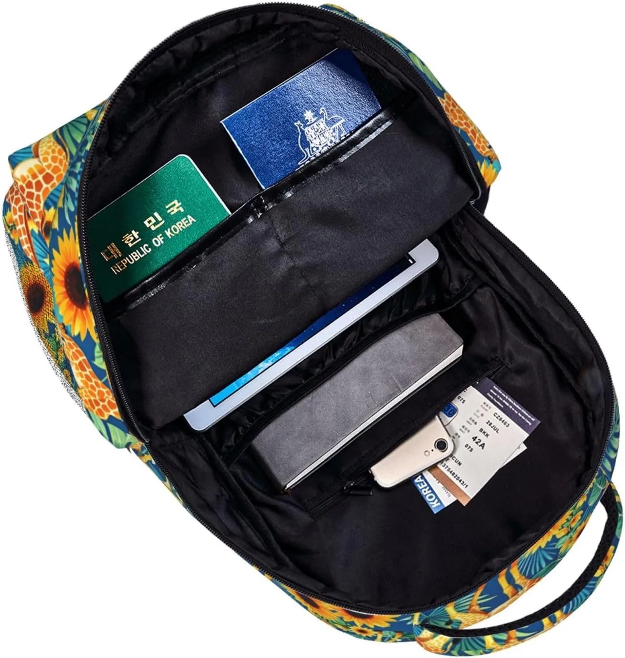 Tropical Palm Leaf Giraffe Sunflower Backpack Adjustable Shoulder Bag 15 Inch Laptop Backpacks for Travel Hiking Outdoor