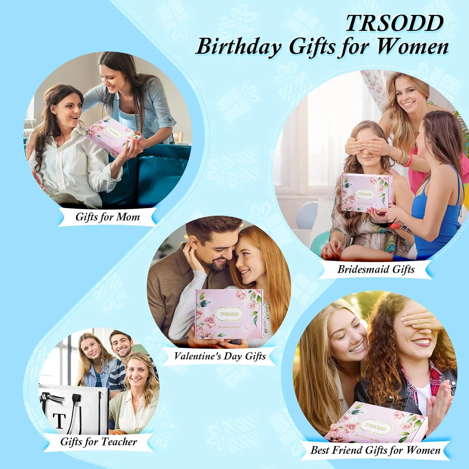 TRSODD Christmas & Mom Gifts: Beach Bags w/ Inner & Front Pocket, Shoulder Strap, Gift Box