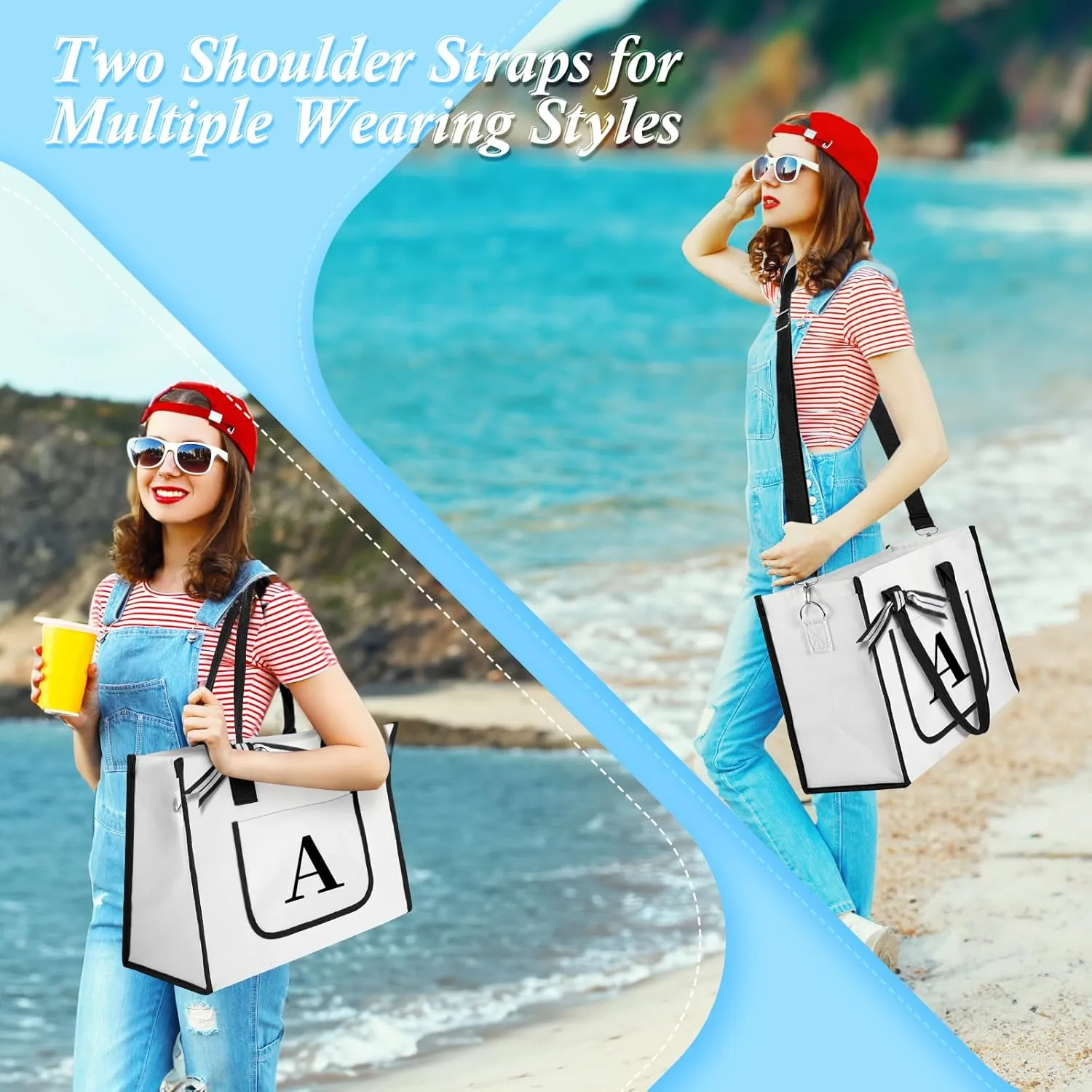 TRSODD Christmas & Mom Gifts: Beach Bags w/ Inner & Front Pocket, Shoulder Strap, Gift Box
